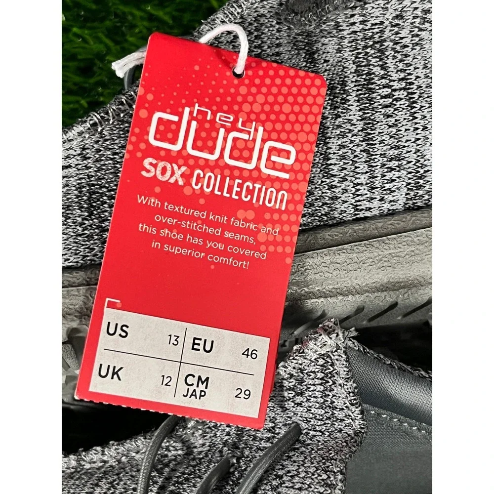 Hey Dude Wally B Sox Grey Knit Loafers Mens 13 Slip On Shoes 111033000
